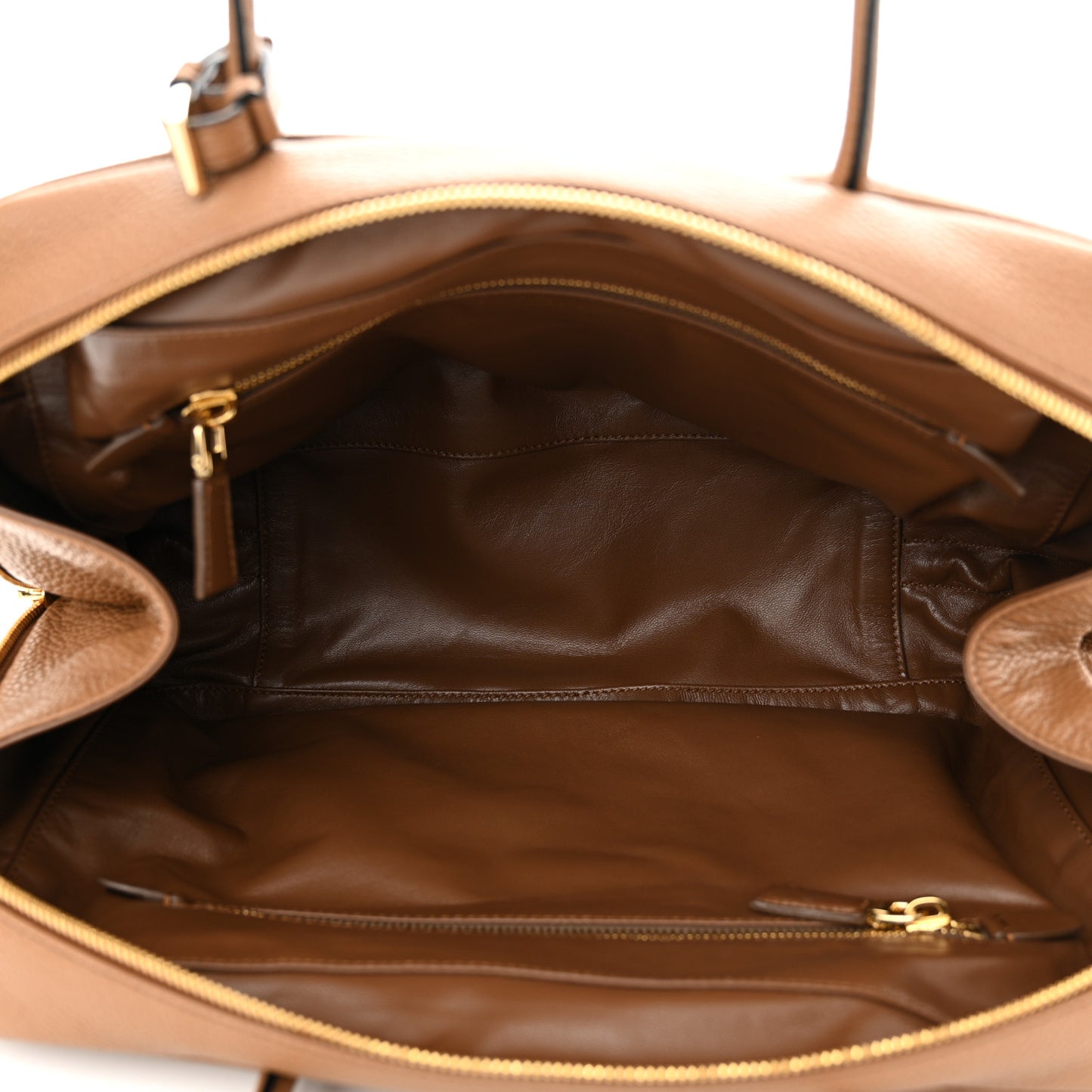 Vitello Daino Large Top Handle Bag Caramel