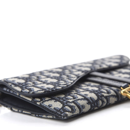 Christian Dior Oblique Saddle Chain Long Wallet Blue 6 of 9