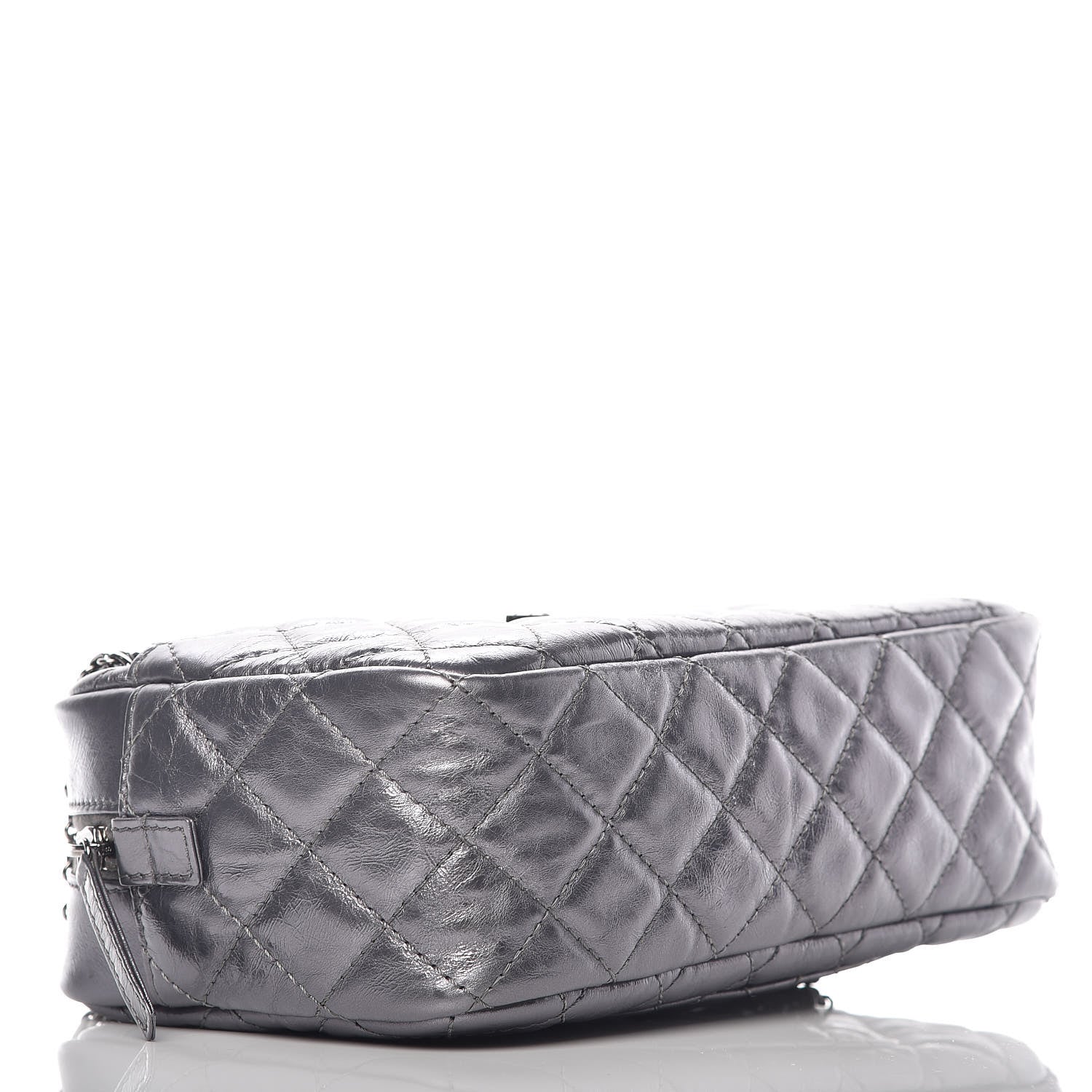 Chanel Metallic Aged Calfskin Quilted Medium Reissue Camera Case Dark Silver 4 of 8