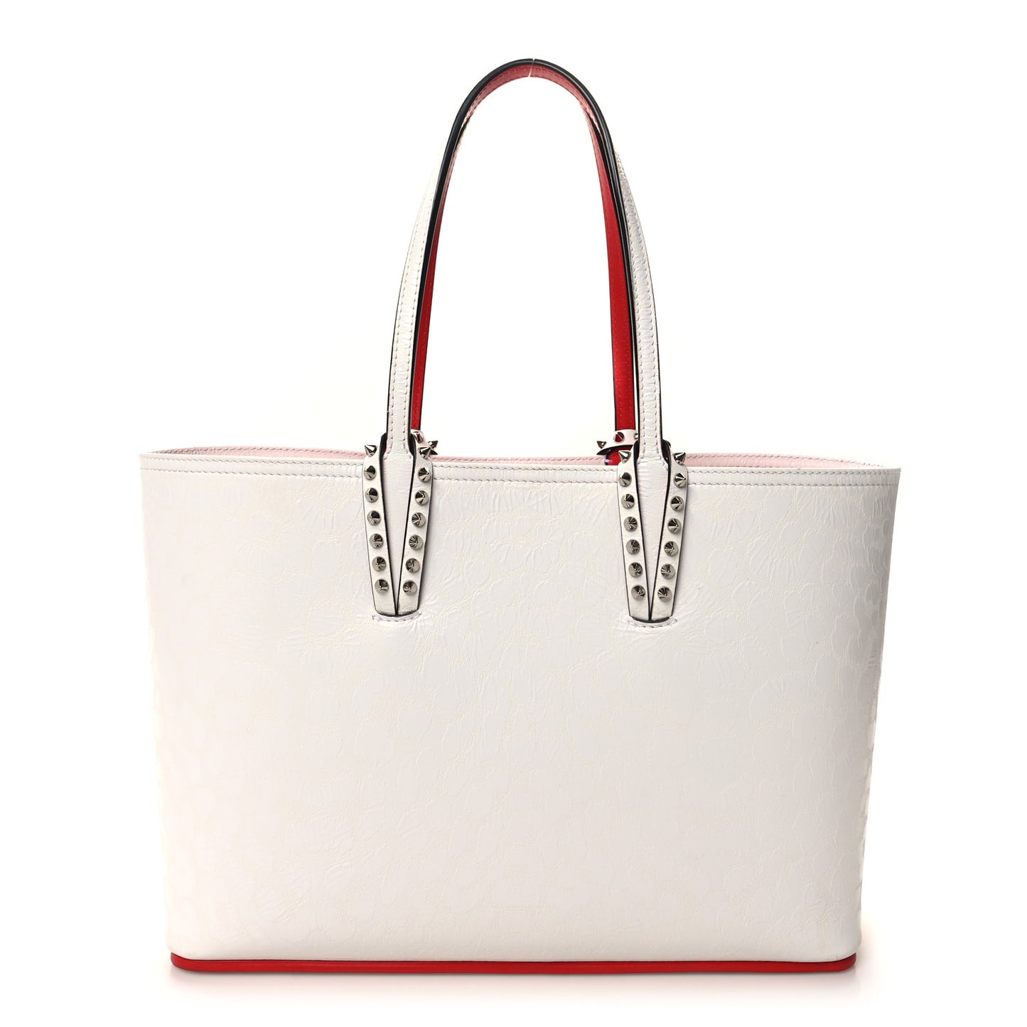 Calfskin Leopard Print Spikes Small East West Cabata Tote Snow