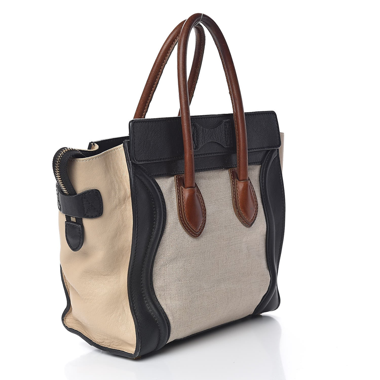 Celine Calfskin Linen Micro Tri-Color Luggage Beige 3 of 24