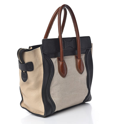 Celine Calfskin Linen Micro Tri-Color Luggage Beige 3 of 24