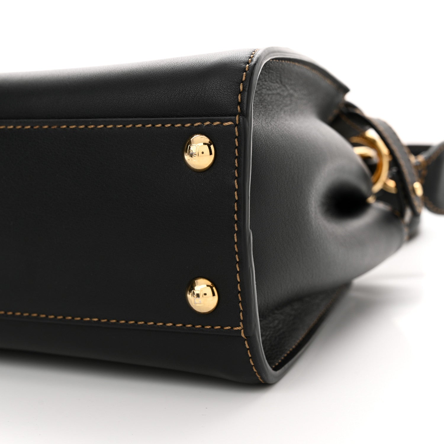 Fendi Vitello King Canvas Chinese New Year Tiger Embroidered Mini Peekaboo Iconic Satchel Black Dark Yellow 10 of 10