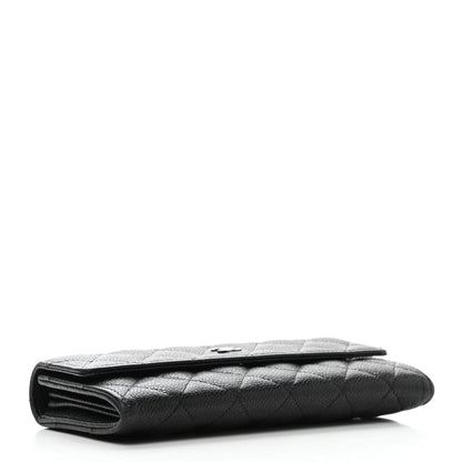 Chanel Caviar Quilted Large Gusset Flap Wallet Black 4 of 10