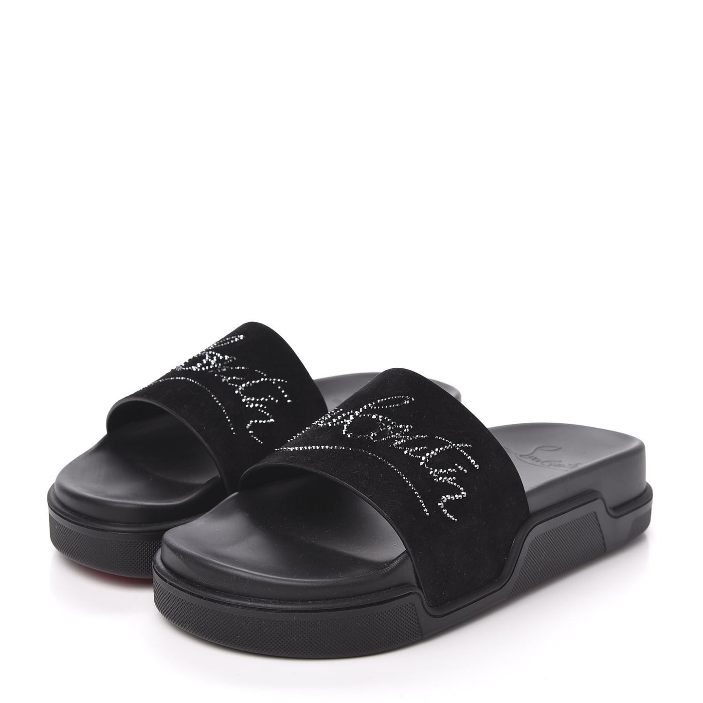 Suede Crystal Womens Dear Pool Platform Slide Sandals 43 Black