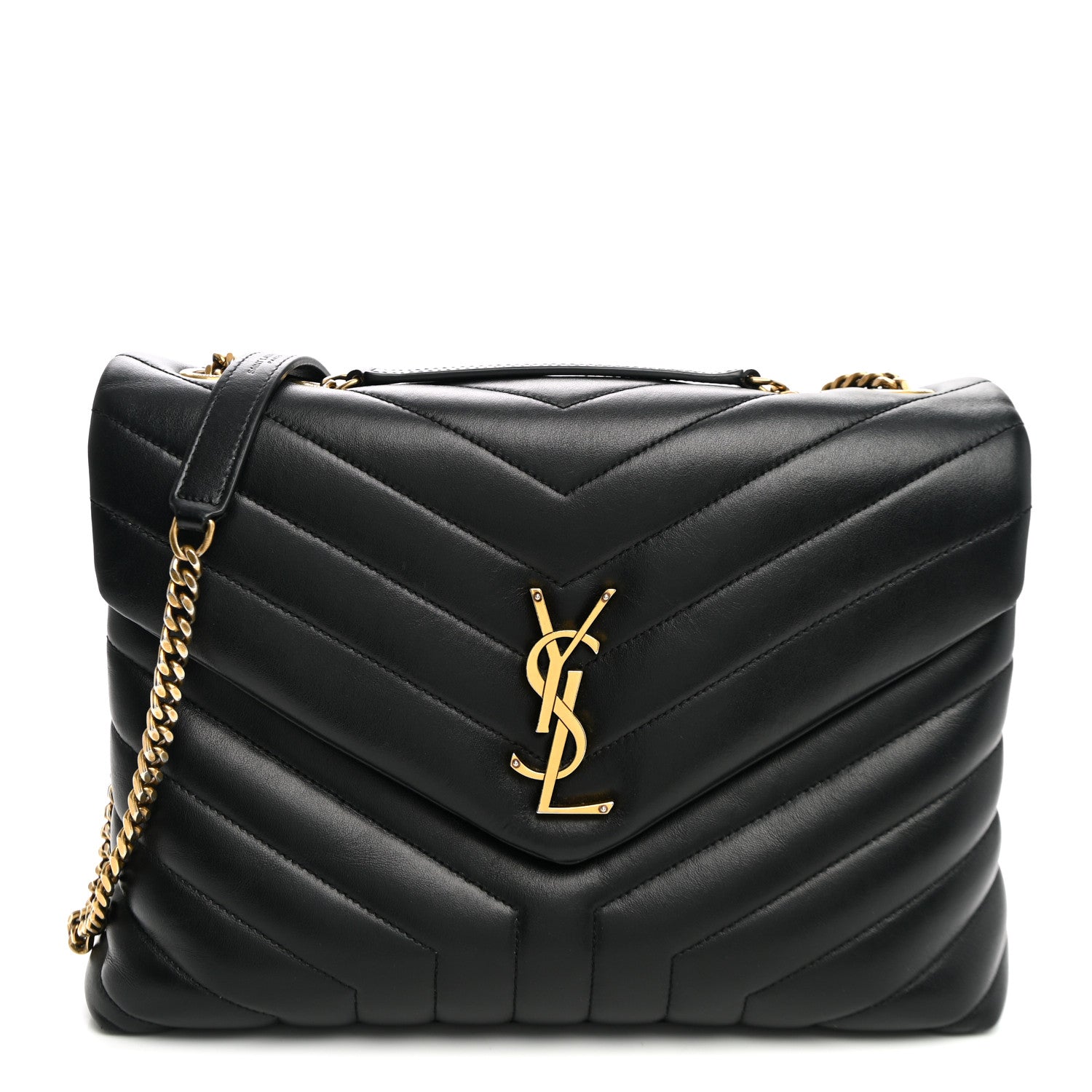 Saint Laurent Calfskin Y Quilted Monogram Medium Loulou Chain Satchel Black 1 of 10