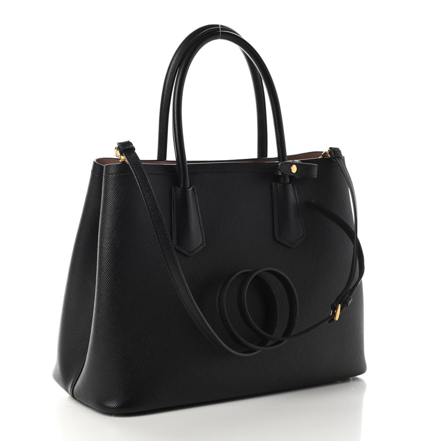 Saffiano Cuir Medium Double Bag Black Mughetto