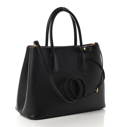 Prada Saffiano Cuir Medium Double Bag Black Mughetto 3 of 9