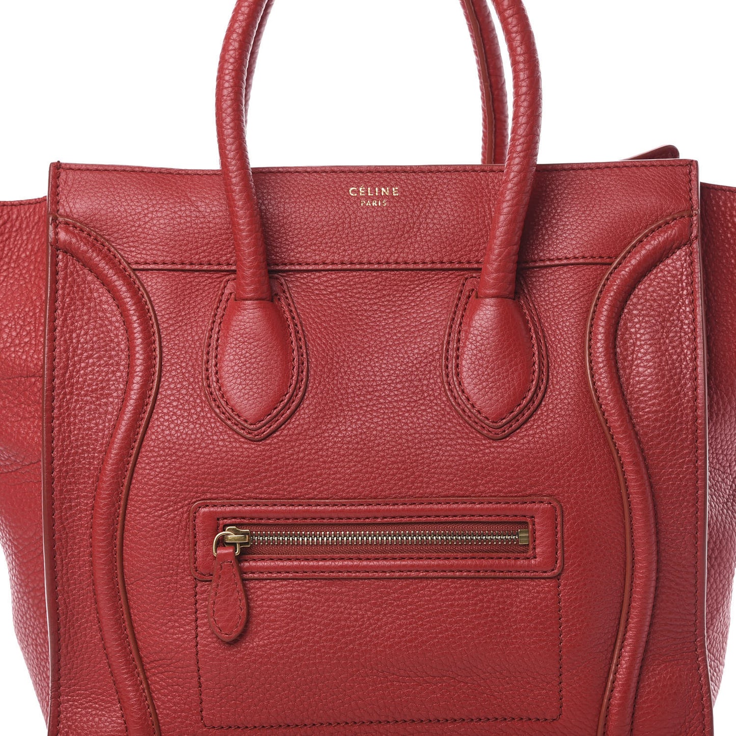 Drummed Calfskin Mini Luggage Red