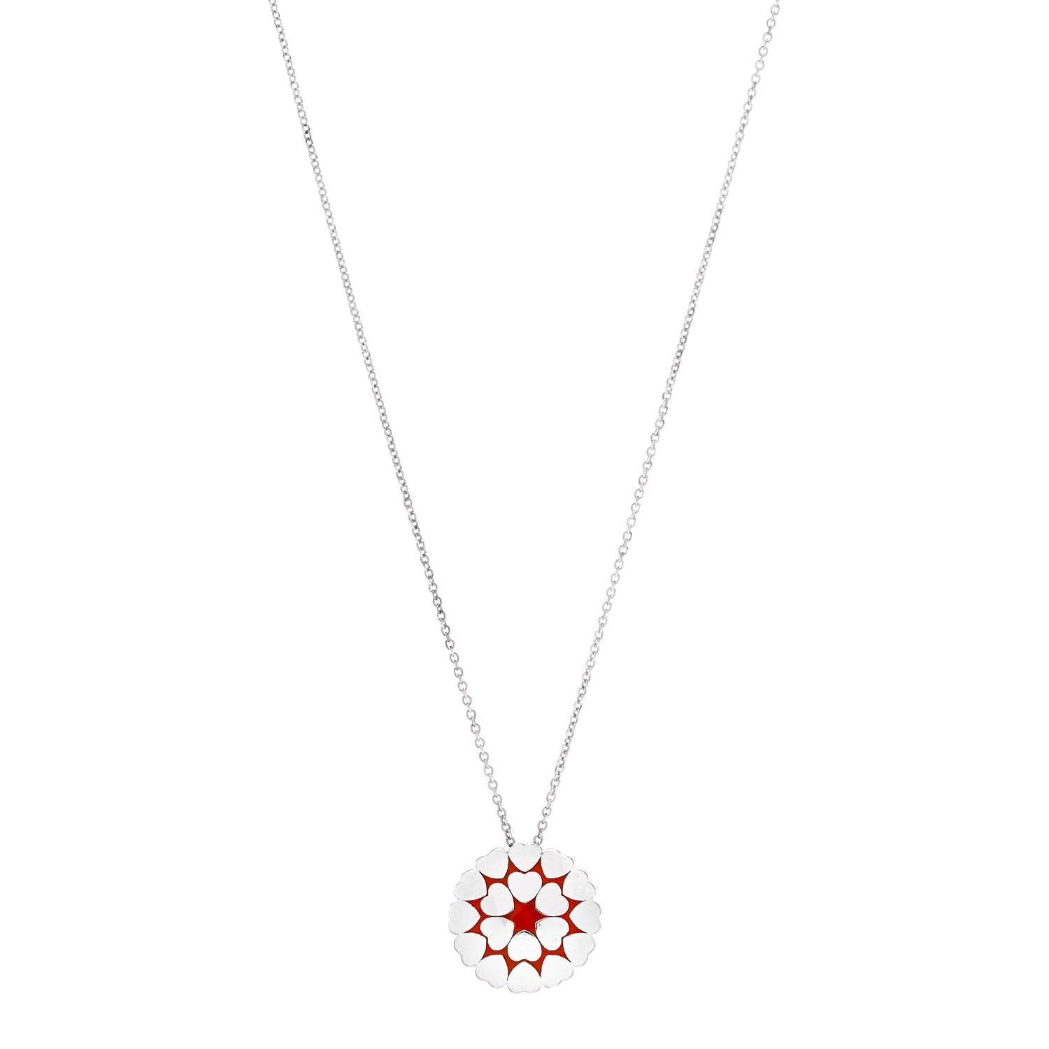 Tiffany Sterling Silver Enamel Paloma Picasso Crown of Hearts Pendant Necklace Red 1 of 6