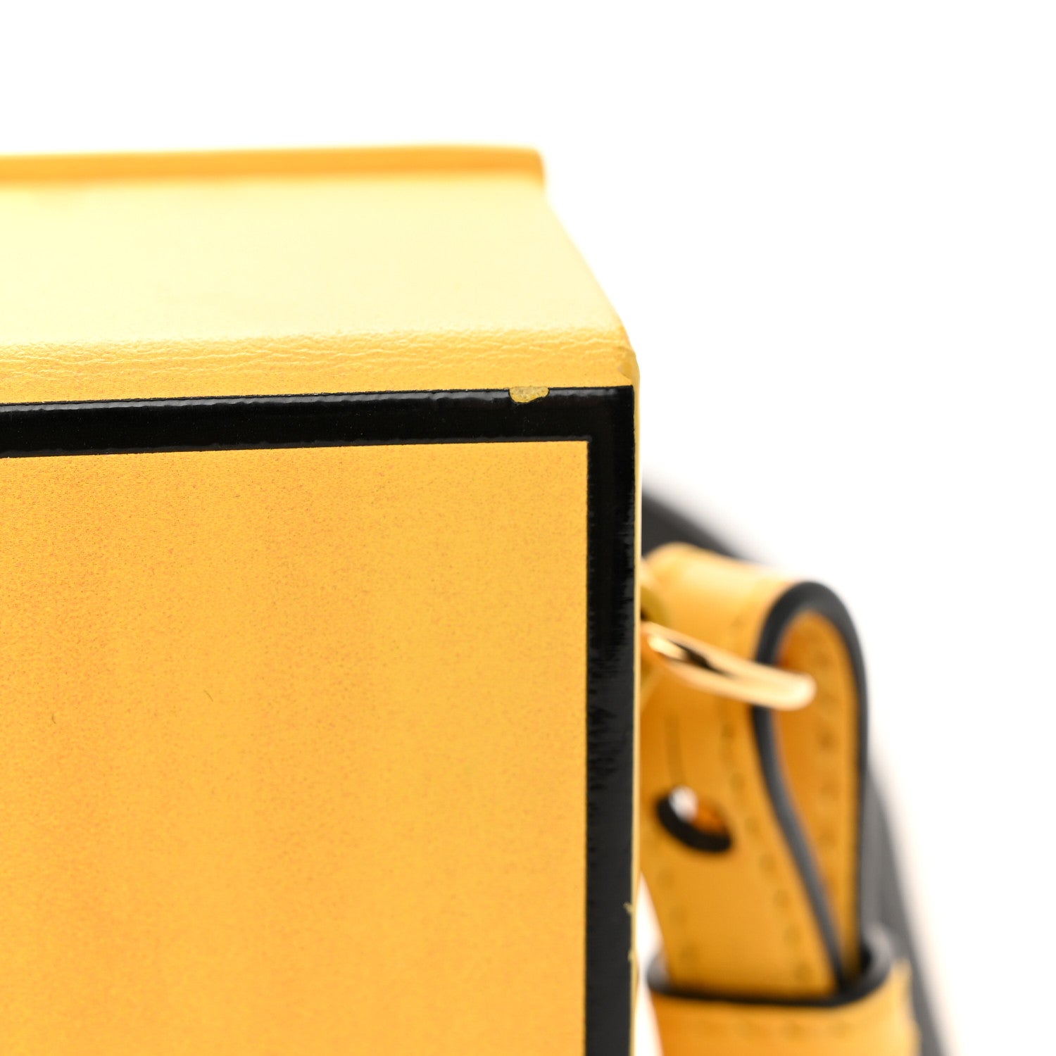 Fendi Vitello Fluffy Logo Horizontal Box Crossbody Bag Yellow Box Black 11 of 11