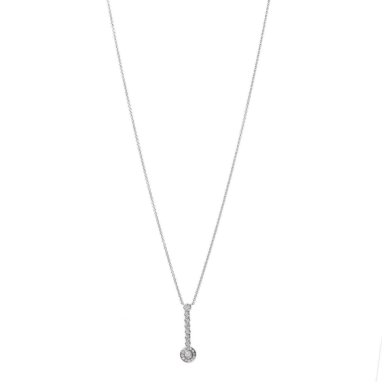 Platinum Diamond Circlet Drop Pendant Necklace