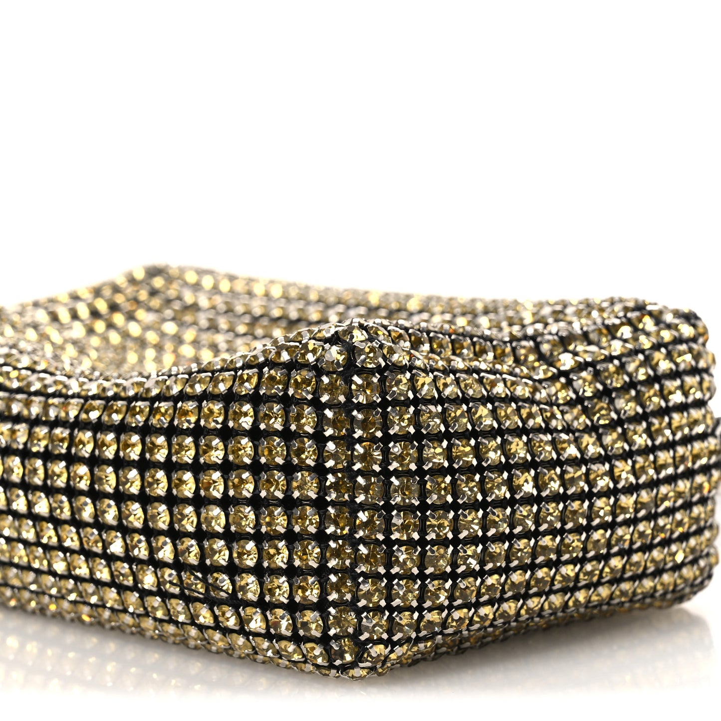 Mesh Crystal Rhinestone Medium Heiress Pouch Porcelain
