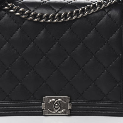 Chanel Calfskin Double Stitch Large Boy Flap Black 12 of 12