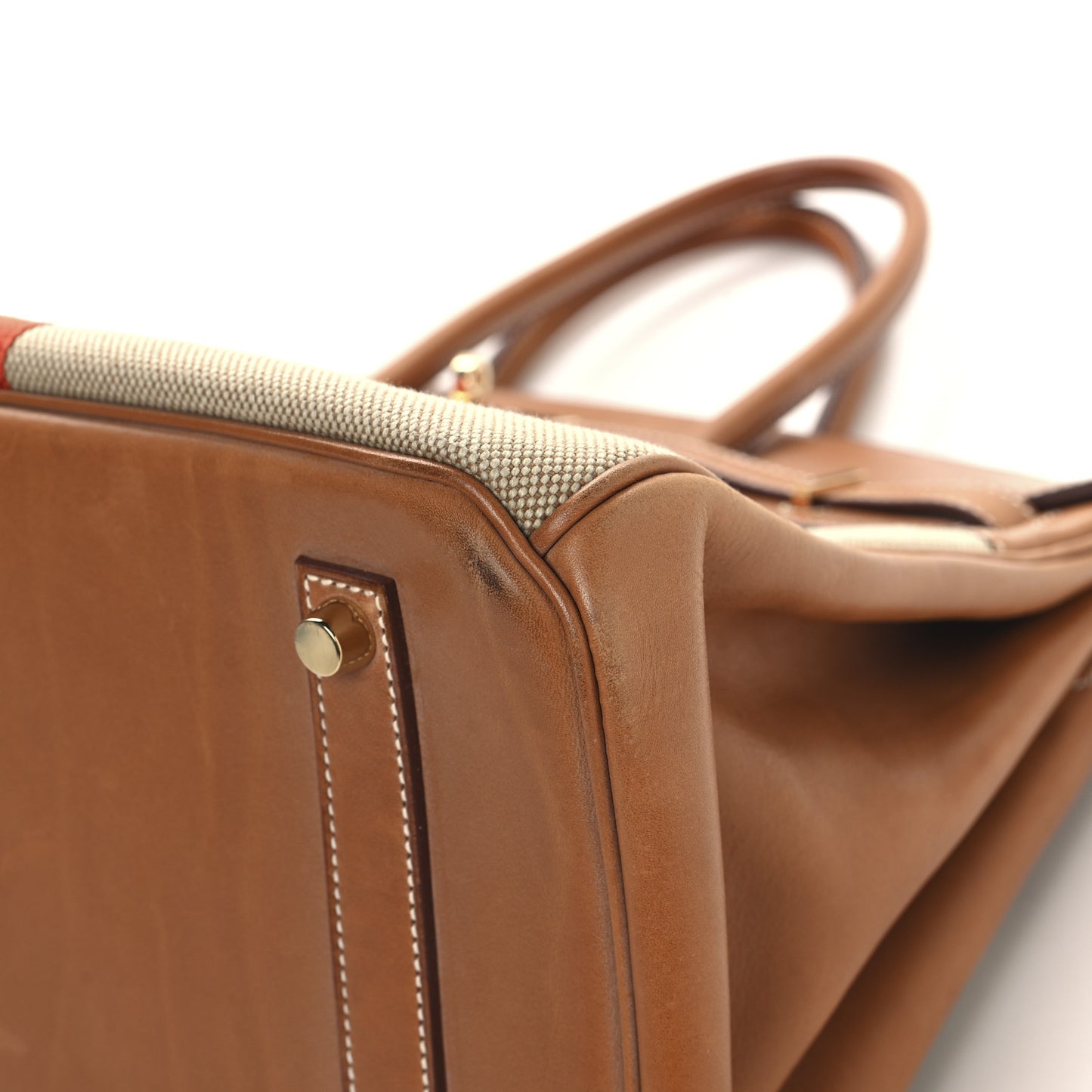 Toile Natural Barenia Flag Birkin 35 Fauve Paprika