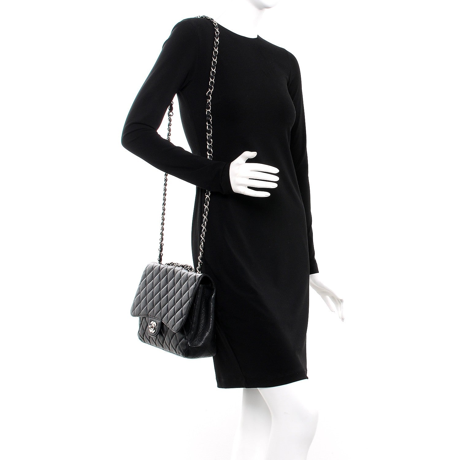 Chanel Caviar Quilted Jumbo Single Flap Black 2 of 15