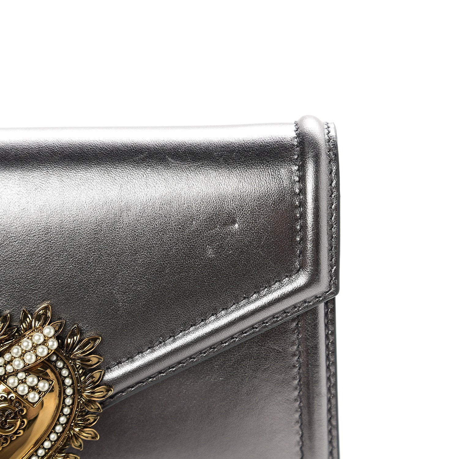 Dolce & Gabbana Metallic Agnello Vitello Devotion Belt Bag 95 38 Argento Scuro 10 of 11