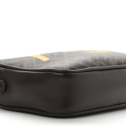 Fendi Shiny Glazed Fabric Vitello Cover FF 1974 Logo Medium Camera Case Tobacco Moro Giallo Ebano 8 of 9