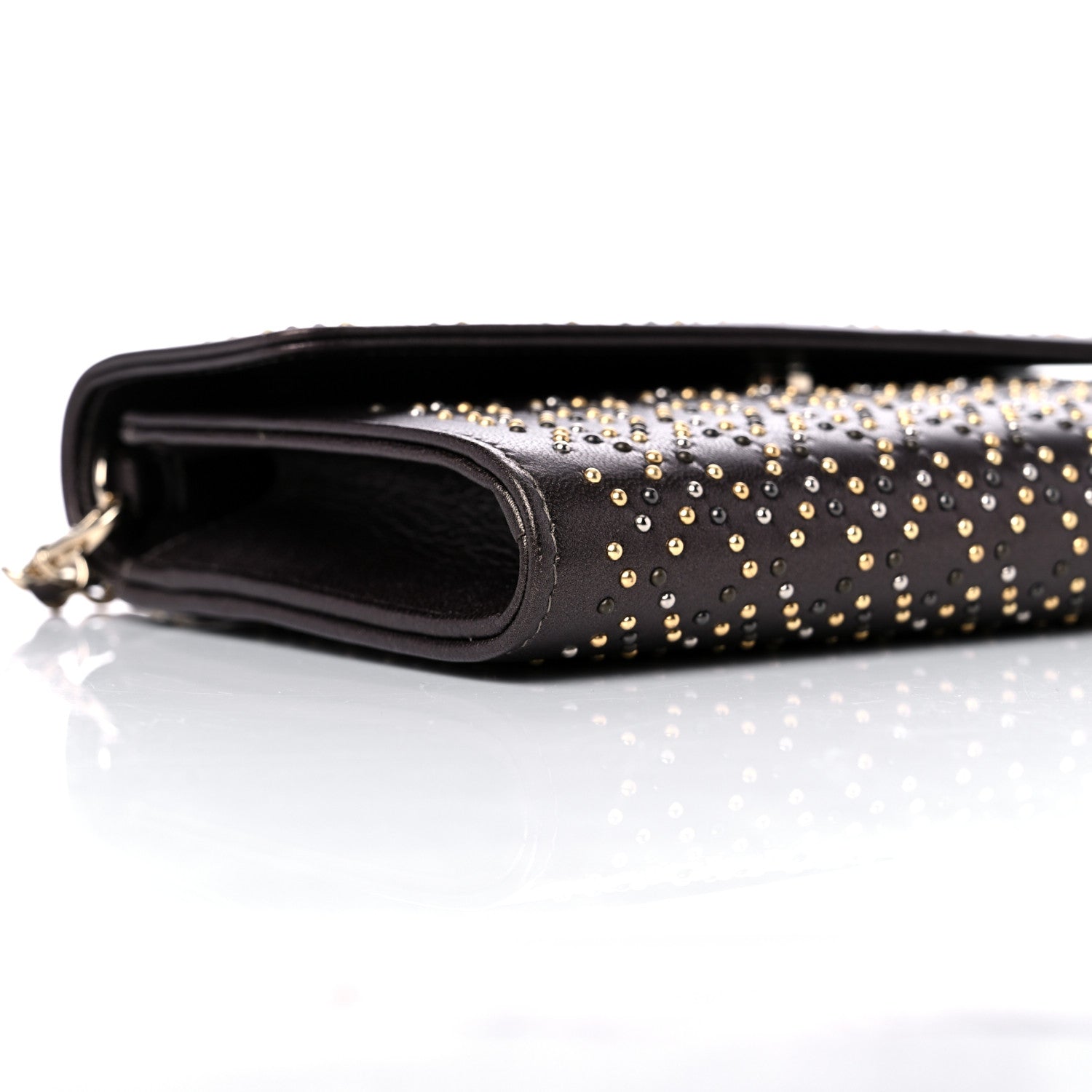 Chanel Lambskin Studded Wallet on Removable Chain Bronze 6 of 12
