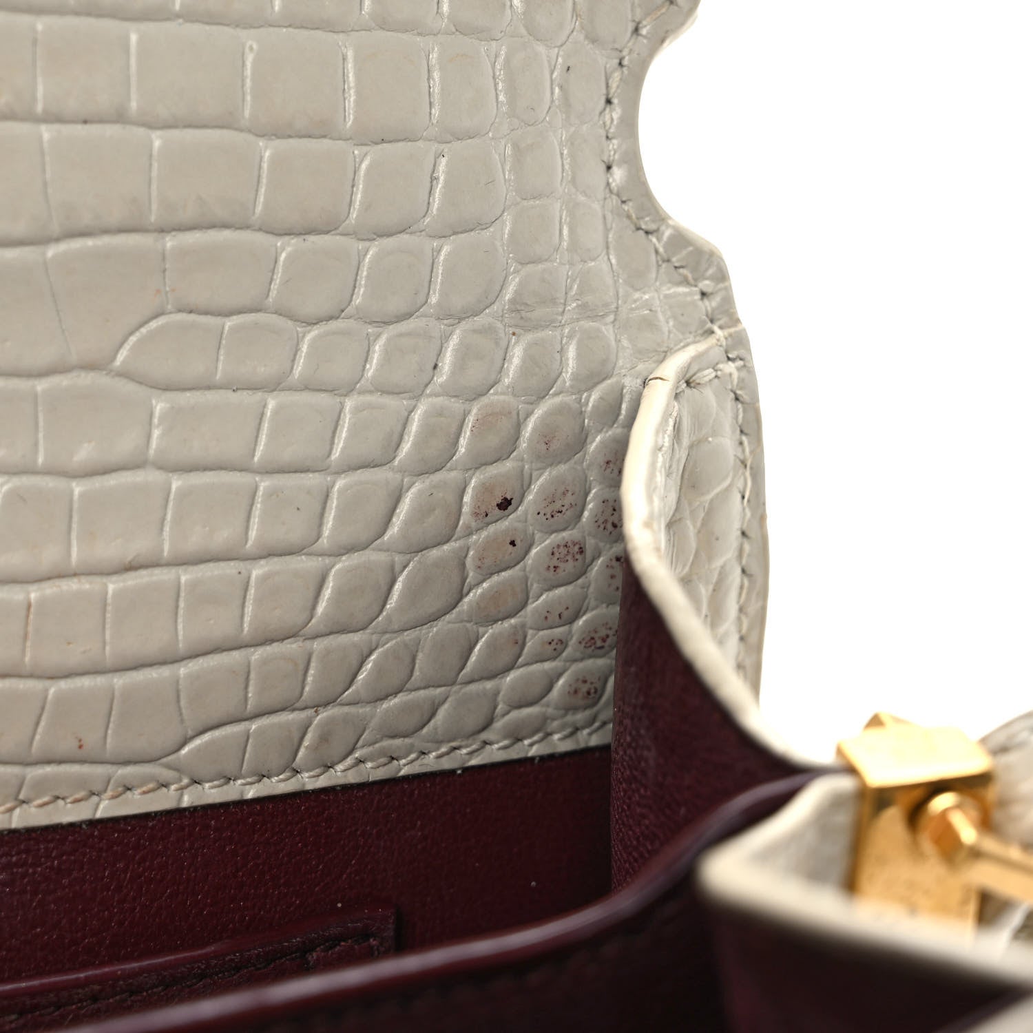 Saint Laurent Crocodile Embossed Mini Classic Monogram Cassandra Top Handle Crema Soft 10 of 12