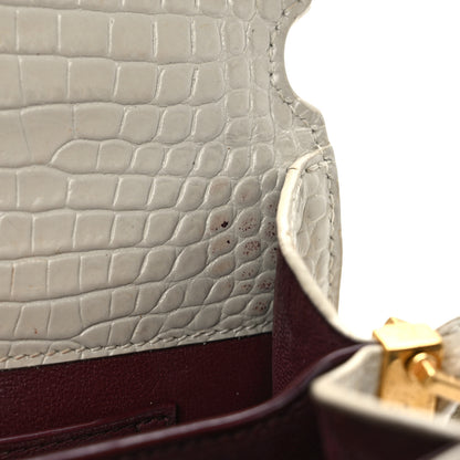 Saint Laurent Crocodile Embossed Mini Classic Monogram Cassandra Top Handle Crema Soft 10 of 12