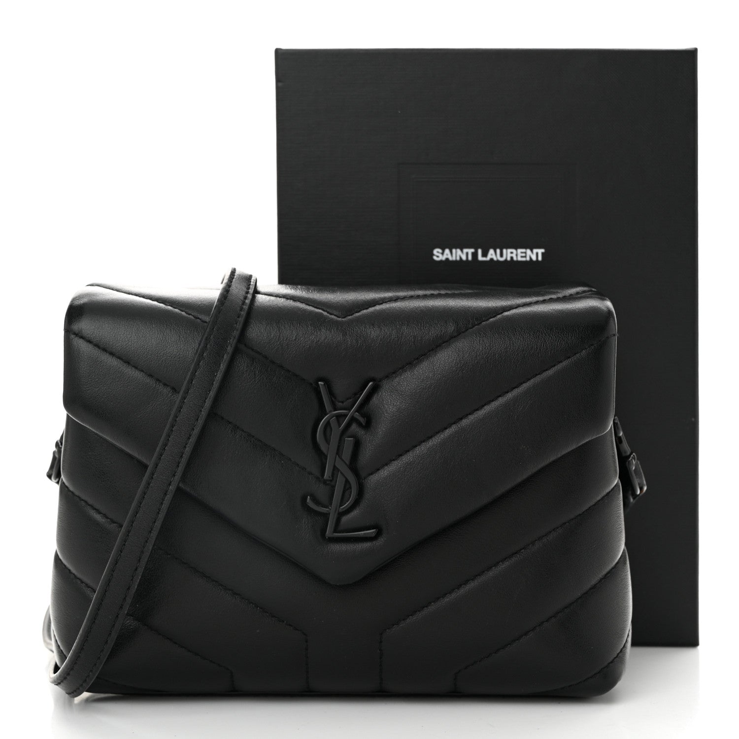 Saint Laurent Calfskin Y Quilted Monogram Monochrome Toy Loulou Crossbody Bag Black 12 of 12