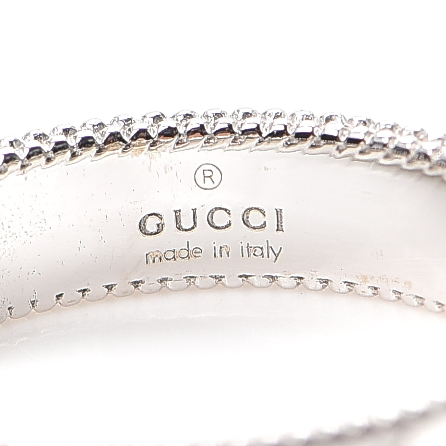 Gucci 18K White Gold Enamel 4mm Icon Blooms Ring 50 5.25 7 of 7