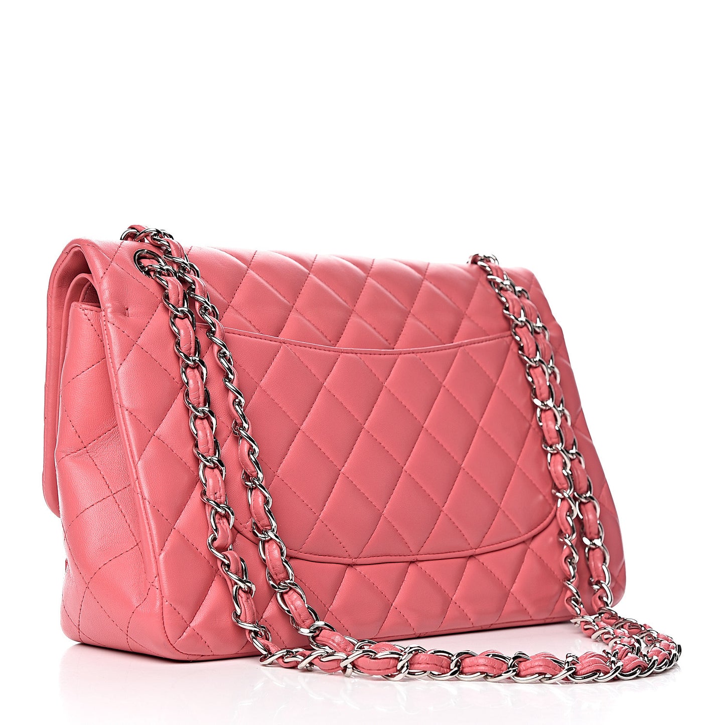 Lambskin Quilted Jumbo Double Flap Pink