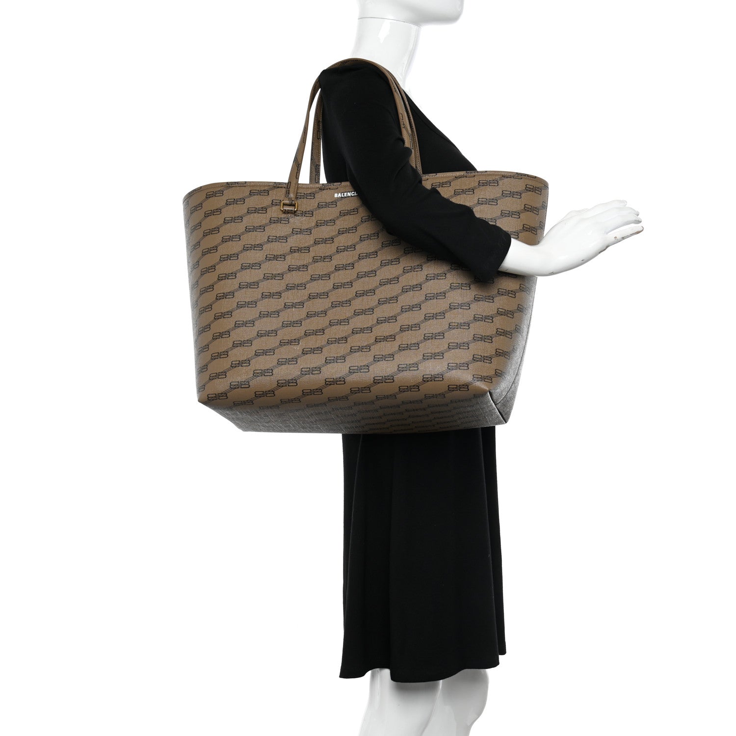 Balenciaga Coated Canvas BB Monogram Large Signature East West Shopper Bag Beige Brown 2 of 13