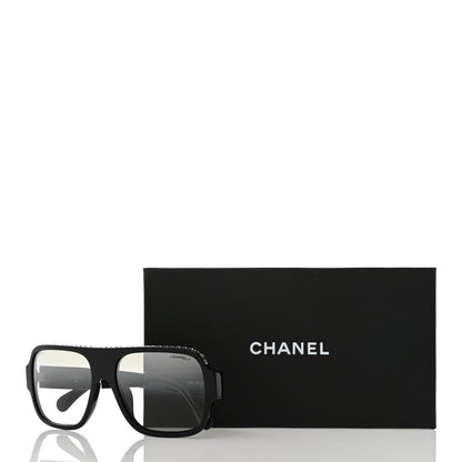 Chanel Acetate Crystal CC Shield Sunglasses 71431A Black Silver 8 of 8