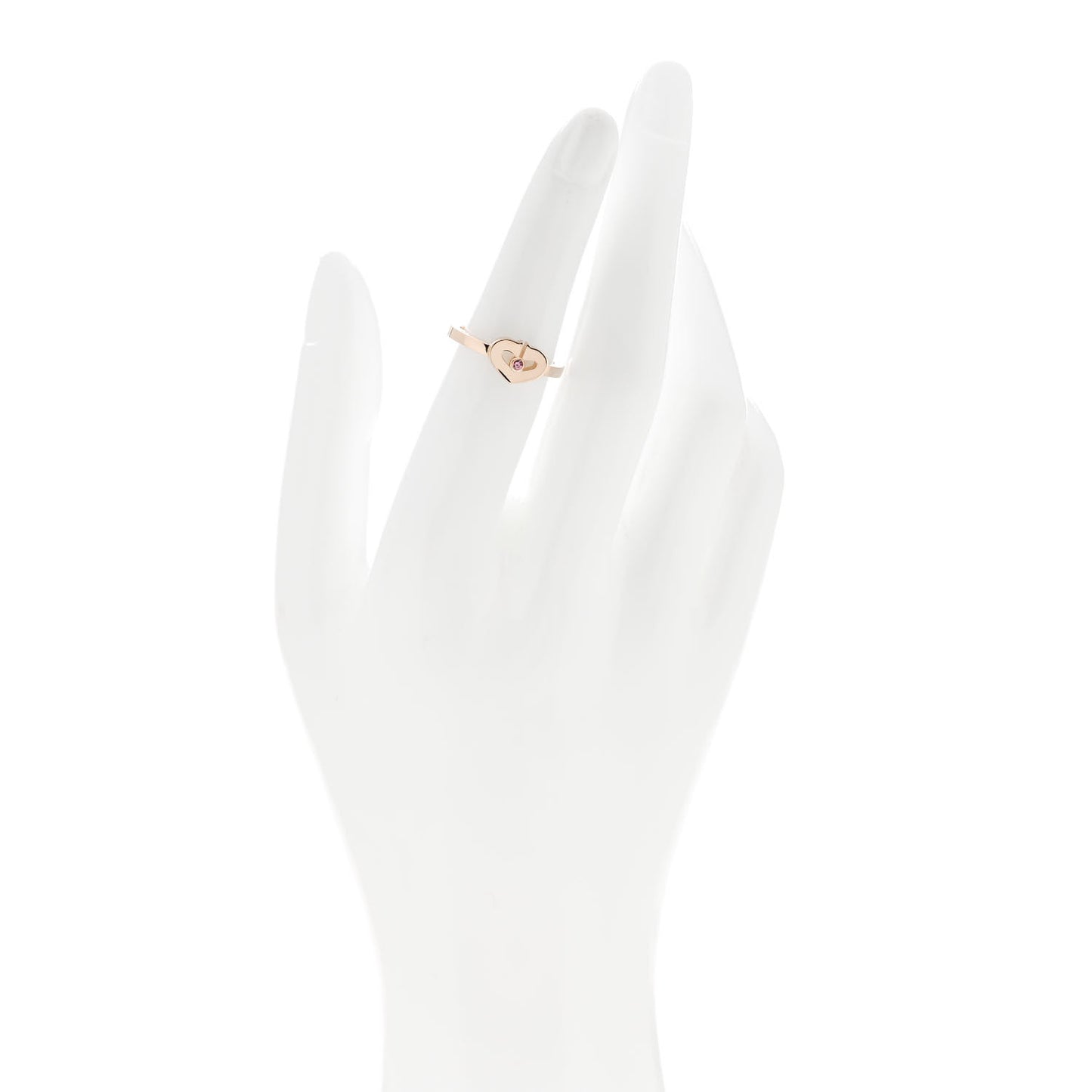 18K Pink Gold Pink Sapphire Small Hearts and Symbols Ring 51 5.75