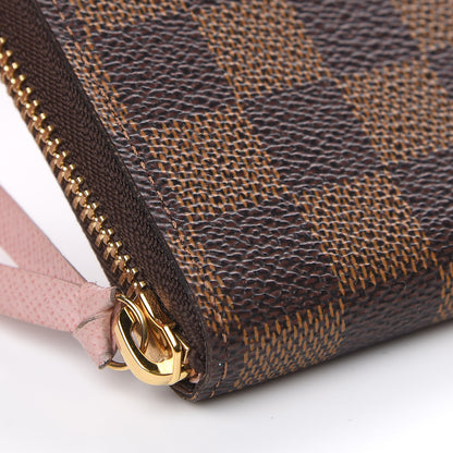Louis Vuitton Damier Ebene Clemence Wallet Rose Ballerine 7 of 9