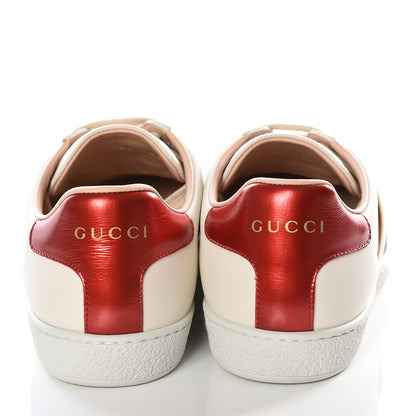 Gucci Calfskin Stripe Womens New Ace Sneakers 38 New Mystic White Ecru Red Flame 6 of 12