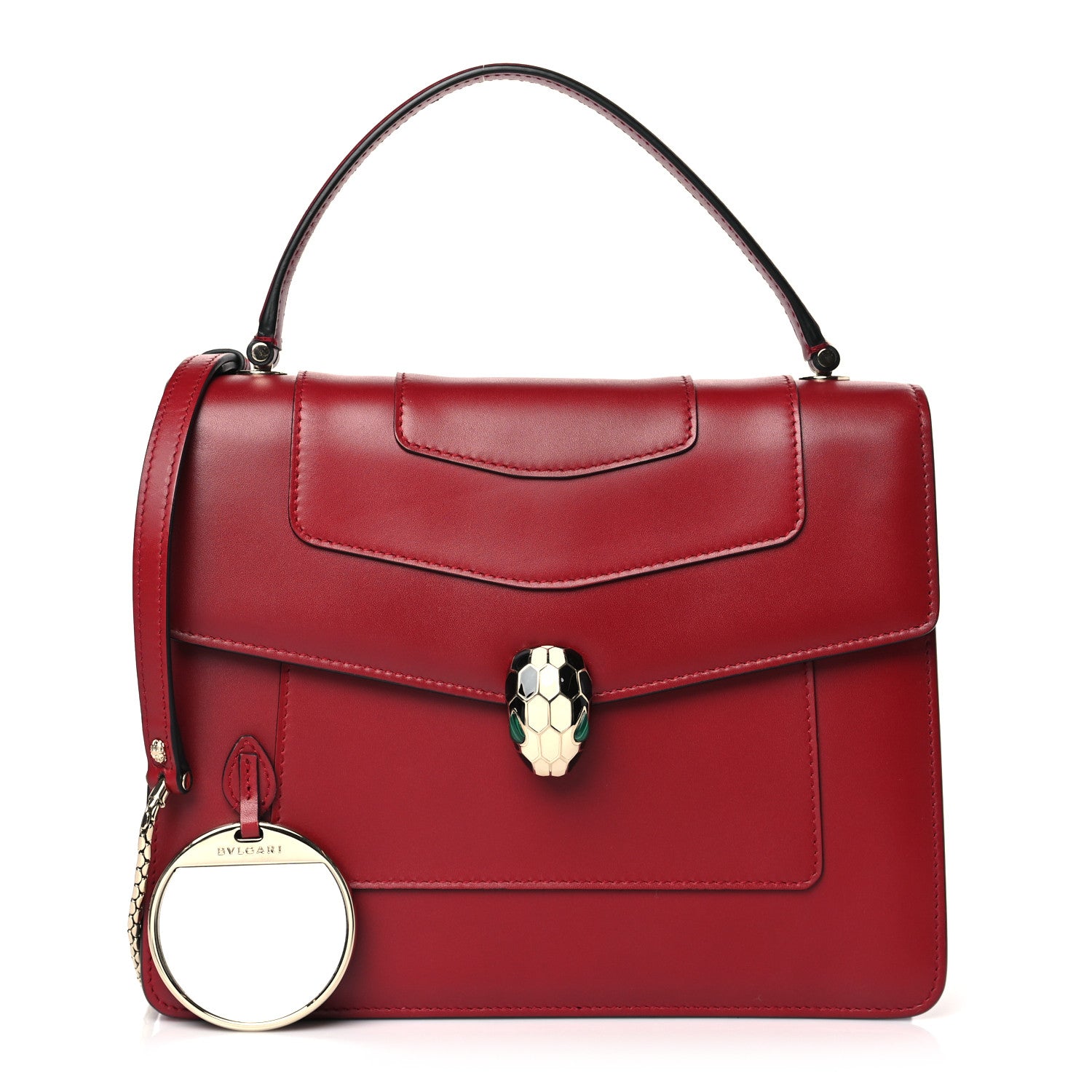 Bulgari Calfskin Large Serpenti Forever Top Handle Red 1 of 8