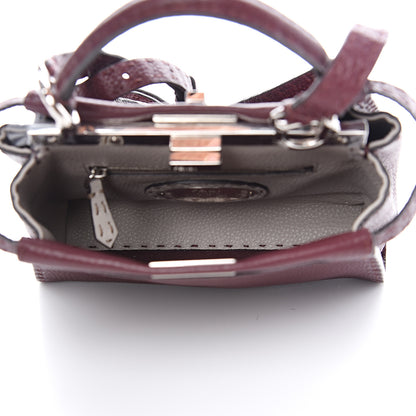 Fendi Cuoio Romano Selleria Bi-Color Mini Peekaboo Iconic Satchel Bordeaux Grigio Polvere 4 of 7