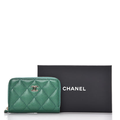 Chanel Metallic Caviar Quilted Zip Coin Purse Green 8 of 8