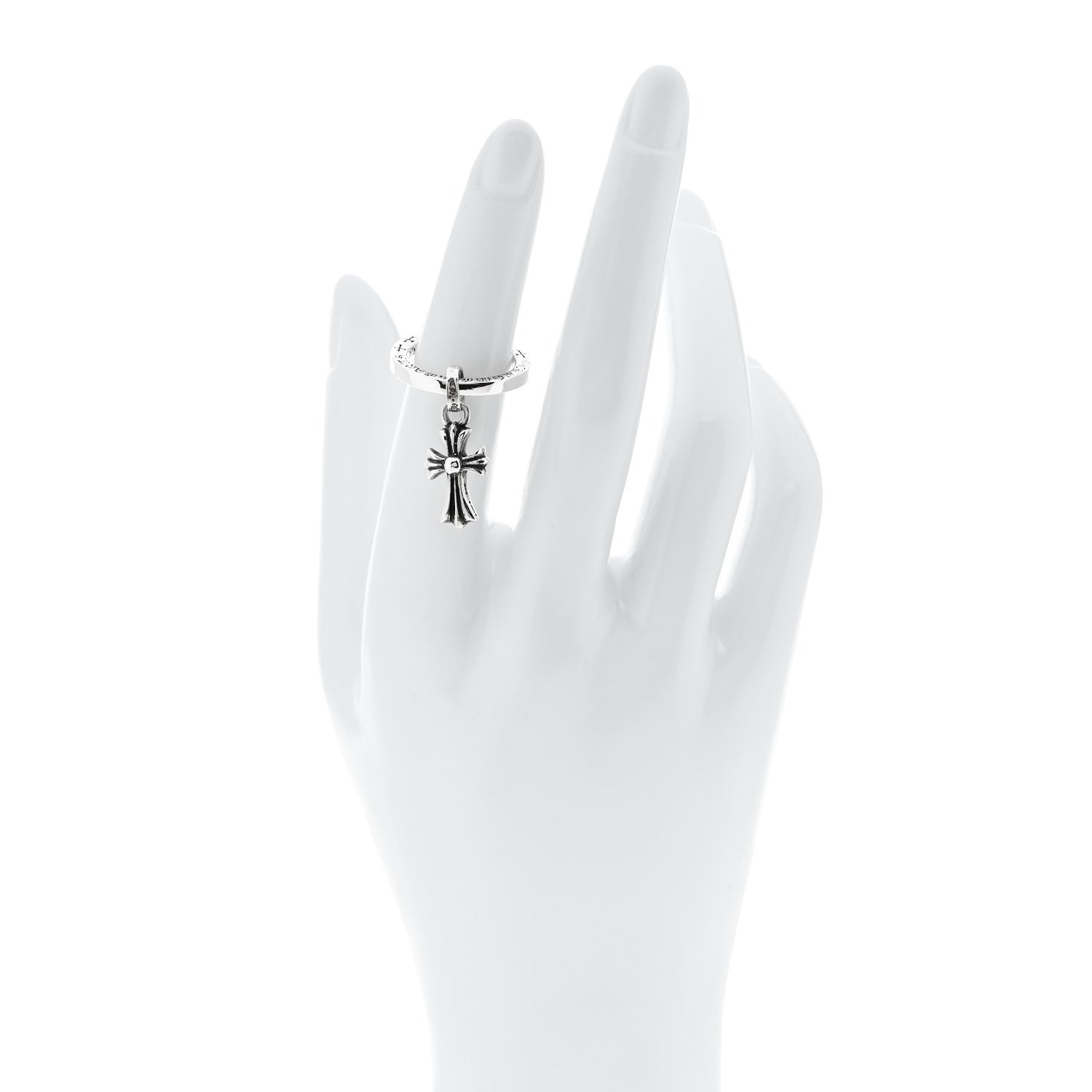Chrome Hearts Sterling Silver Cross Charm Ring 50 5.5 2 of 4