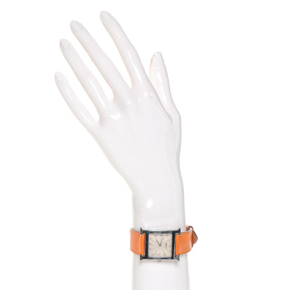 Hermes Stainless Steel Swift 26mm Heure H Hour Quartz Watch Orange 2 of 10