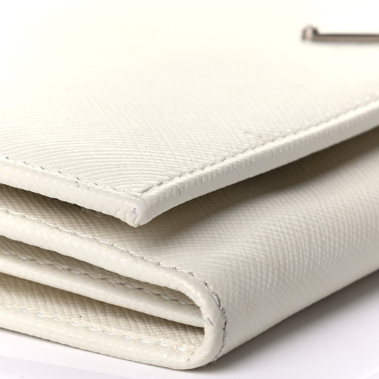 Saffiano Triangle Continental Flap Wallet White