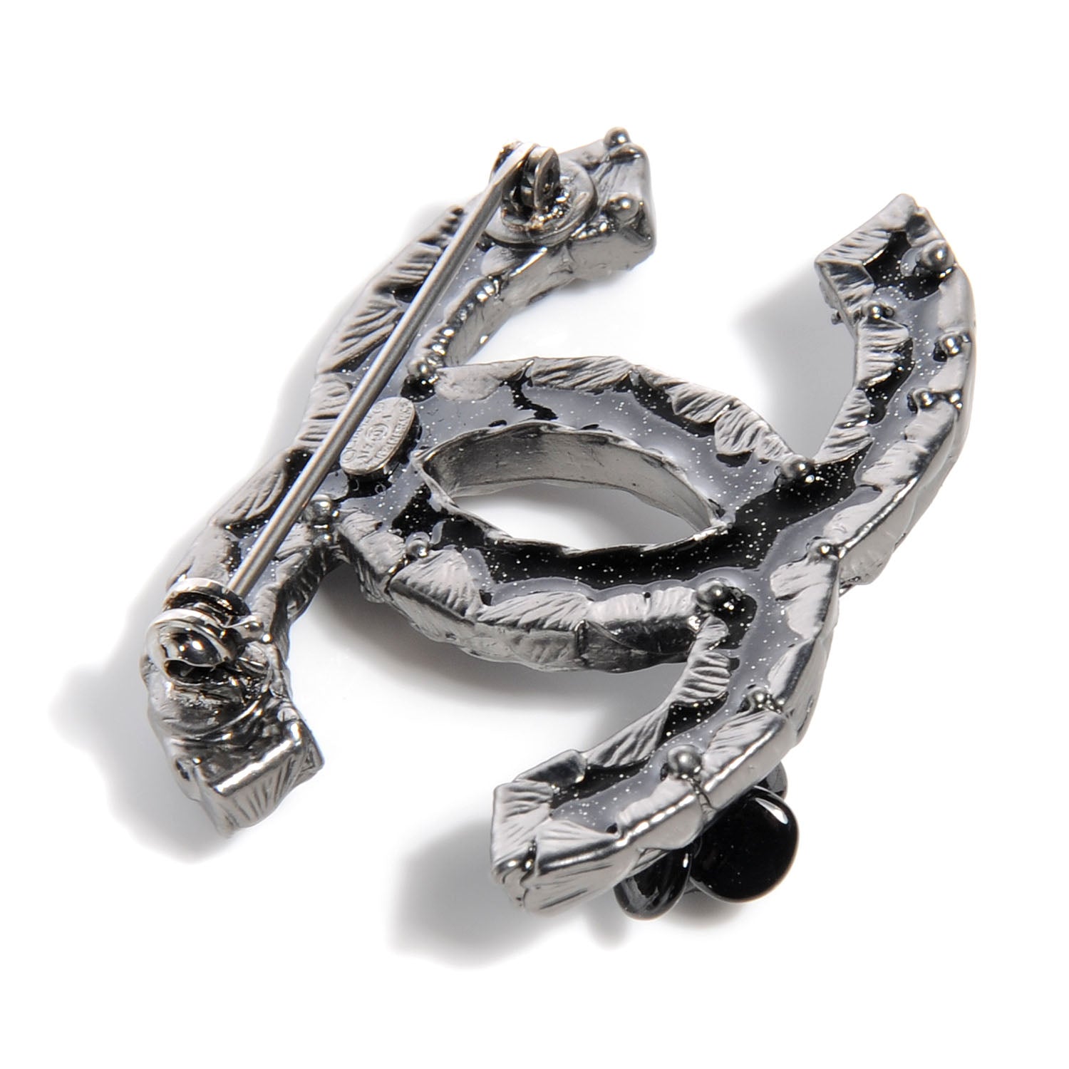 Chanel Enamel CC Camellia Brooch Black 3 of 5