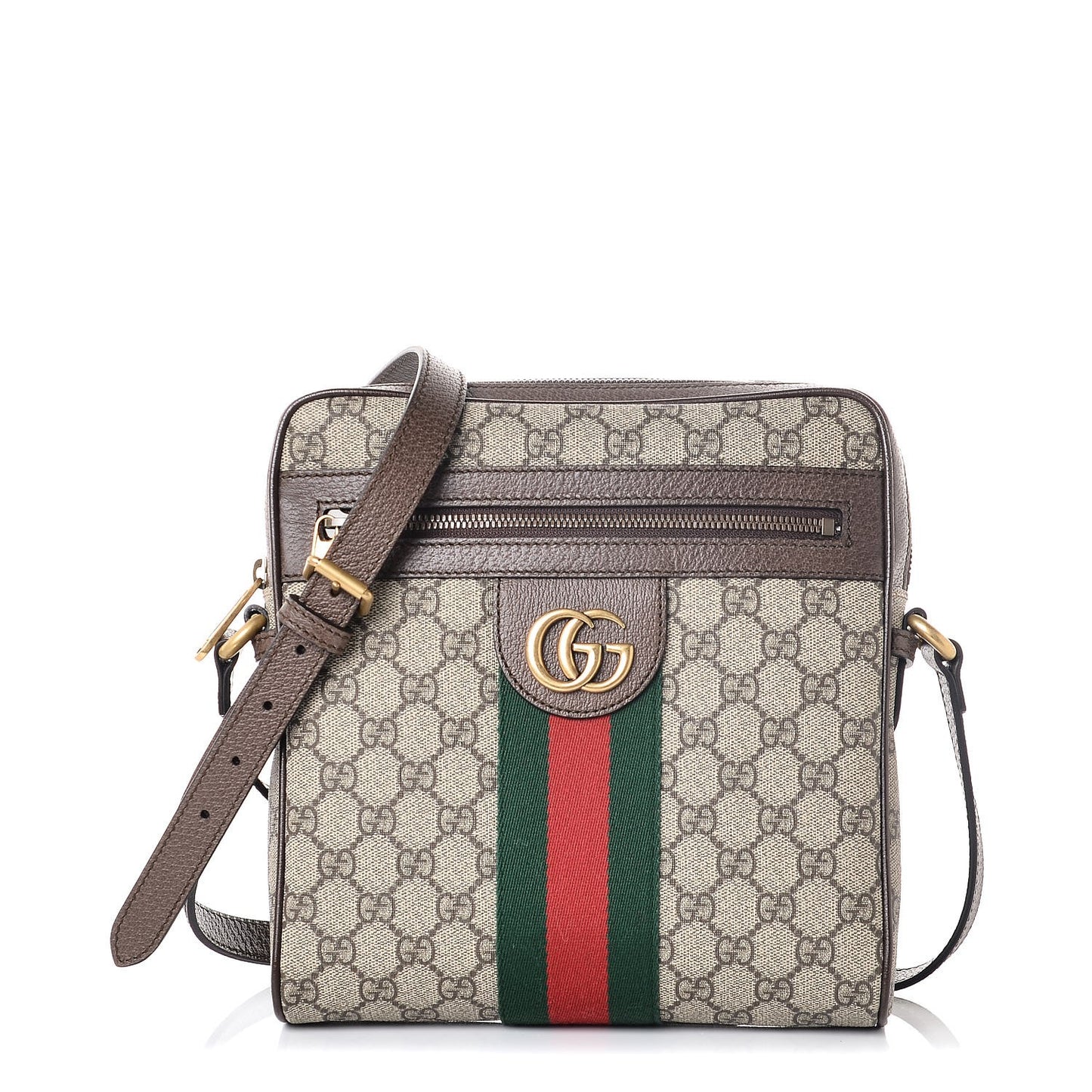GG Supreme Monogram Web Small Ophidia Messenger Bag Brown