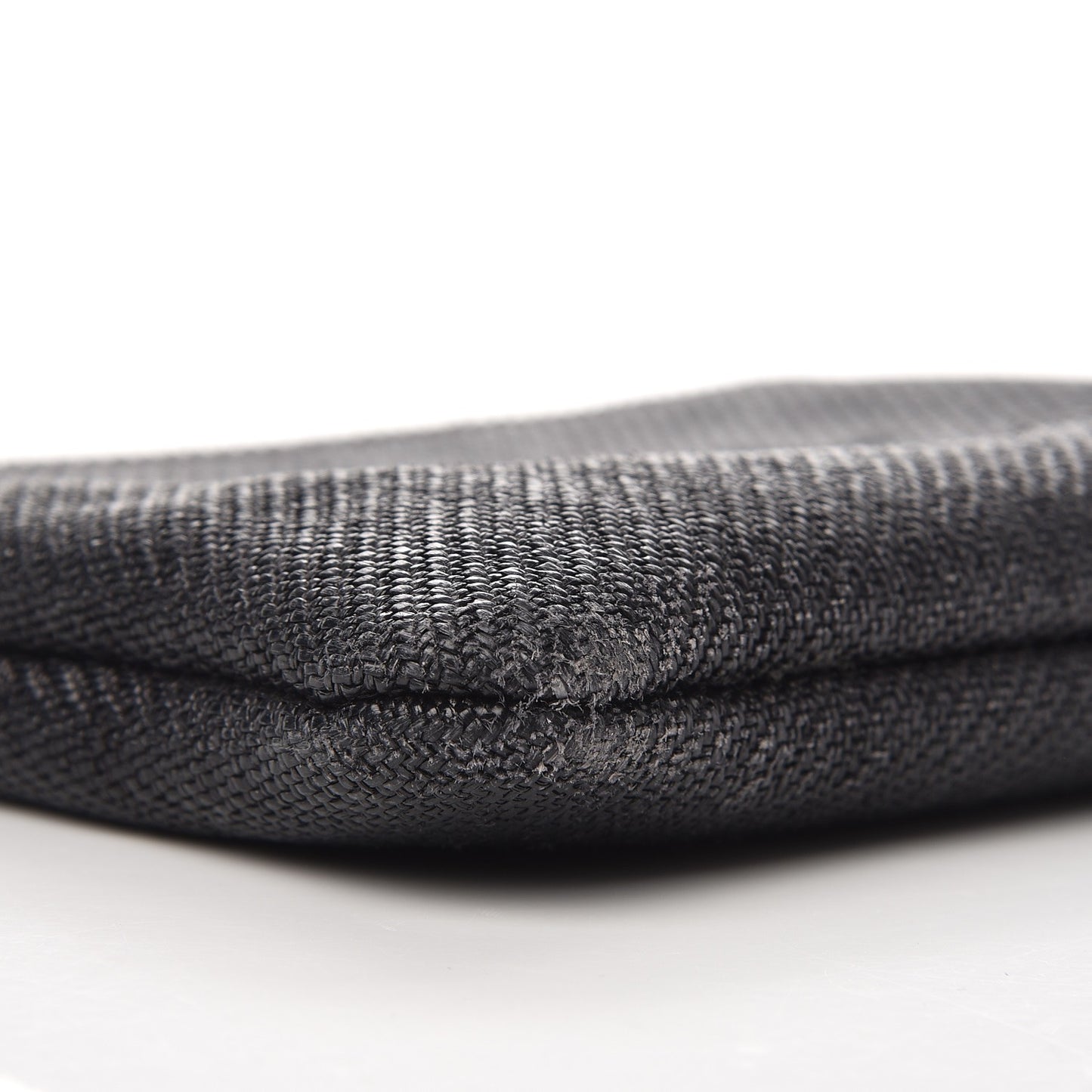 Woven Straw Raffia Small Deauville Pouch Dark Grey