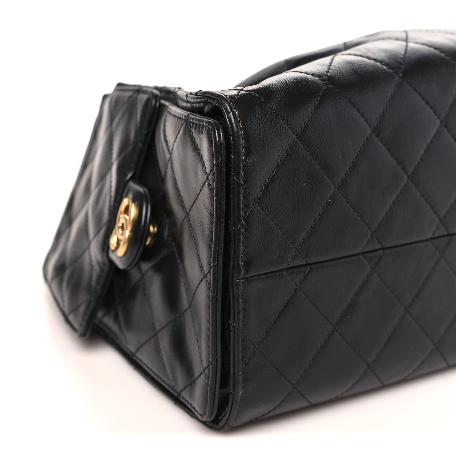 Chanel Shiny Crumpled Calfskin Quilted Small Chanel 25 Handbag Black 8 of 9