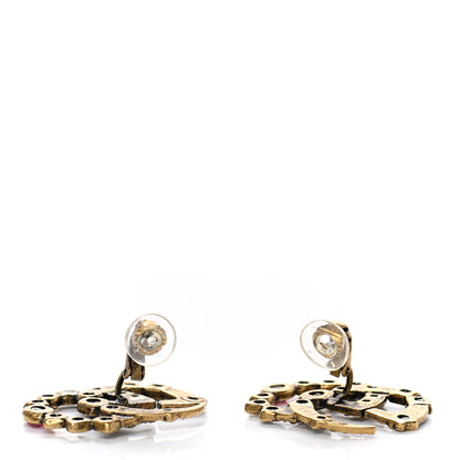 Gucci Crystal Double G Clip On Earrings Aged Gold Multicolor 3 of 6