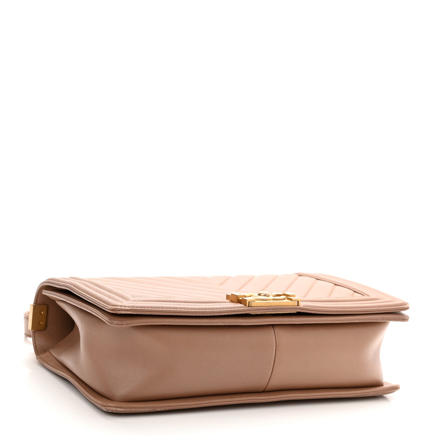 Calfskin Chevron Quilted New Medium Boy Flap Beige