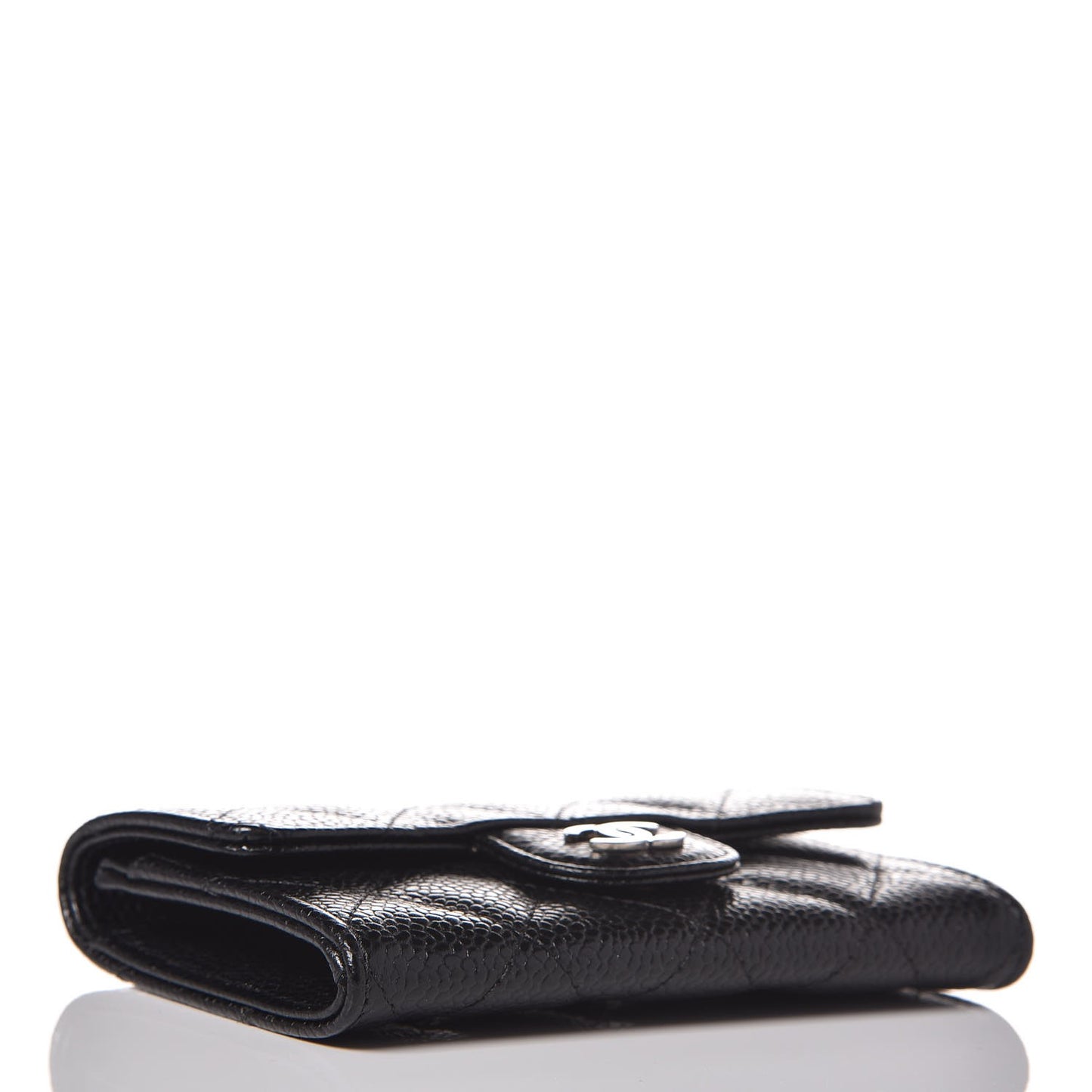 Caviar Quilted Flap Card Holder Black