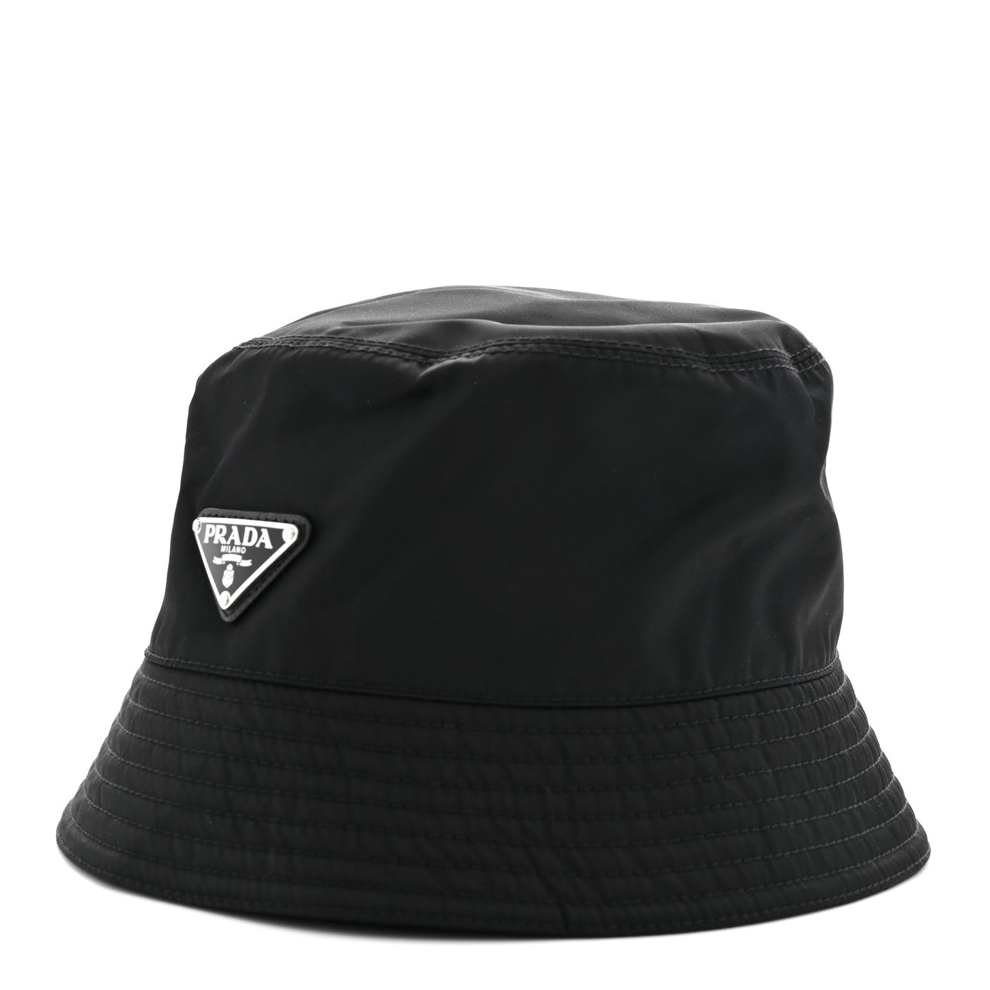 Re-Nylon Metal Triangle Logo Womens Bucket Hat L Black