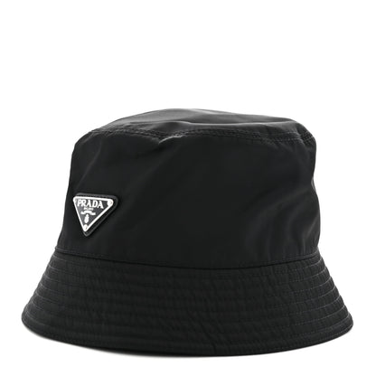 Prada Re-Nylon Metal Triangle Logo Womens Bucket Hat L Black 1 of 8