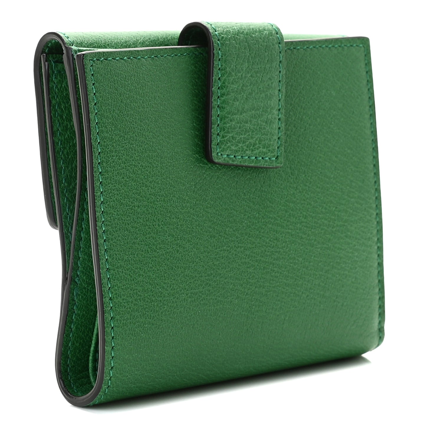 Textured Calfskin Crystal Fiori Floral Embroidered GG Wallet Grass Green