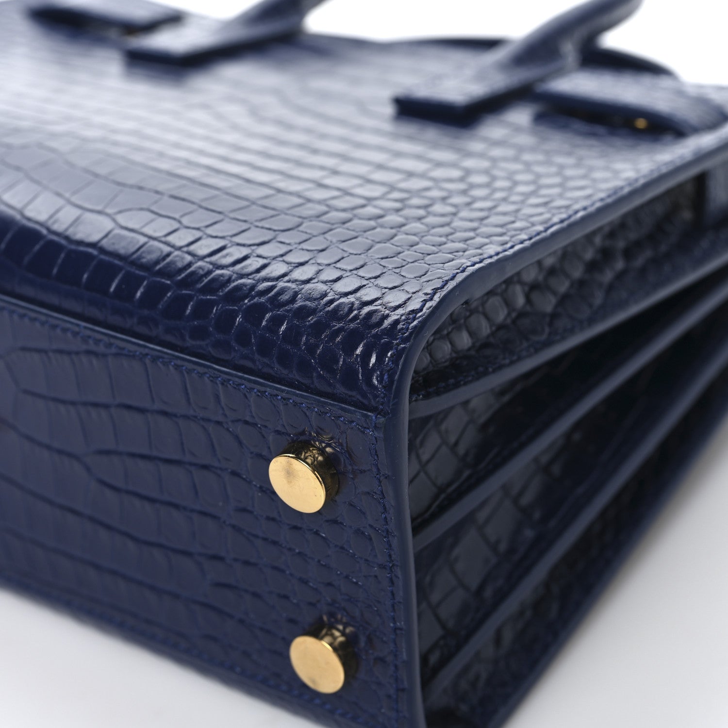 Saint Laurent Calfskin Crocodile Embossed Nano Sac De Jour Saphir 13 of 14